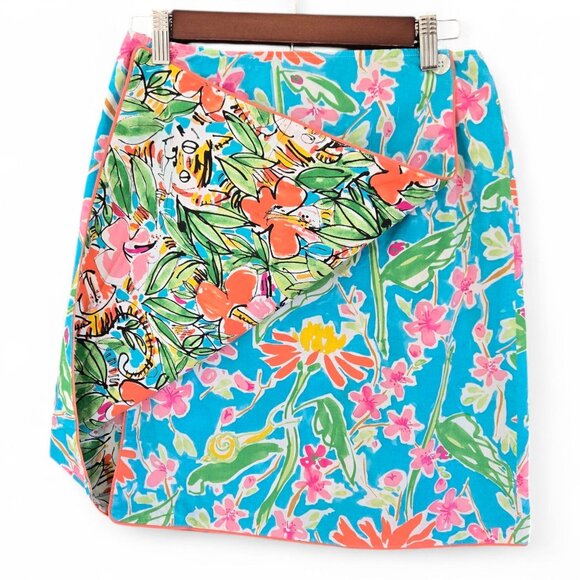 Island Republic Reversible Floral Wrap Skirt Resort Tropical Jungle Print Size 4 - Picture 4 of 13